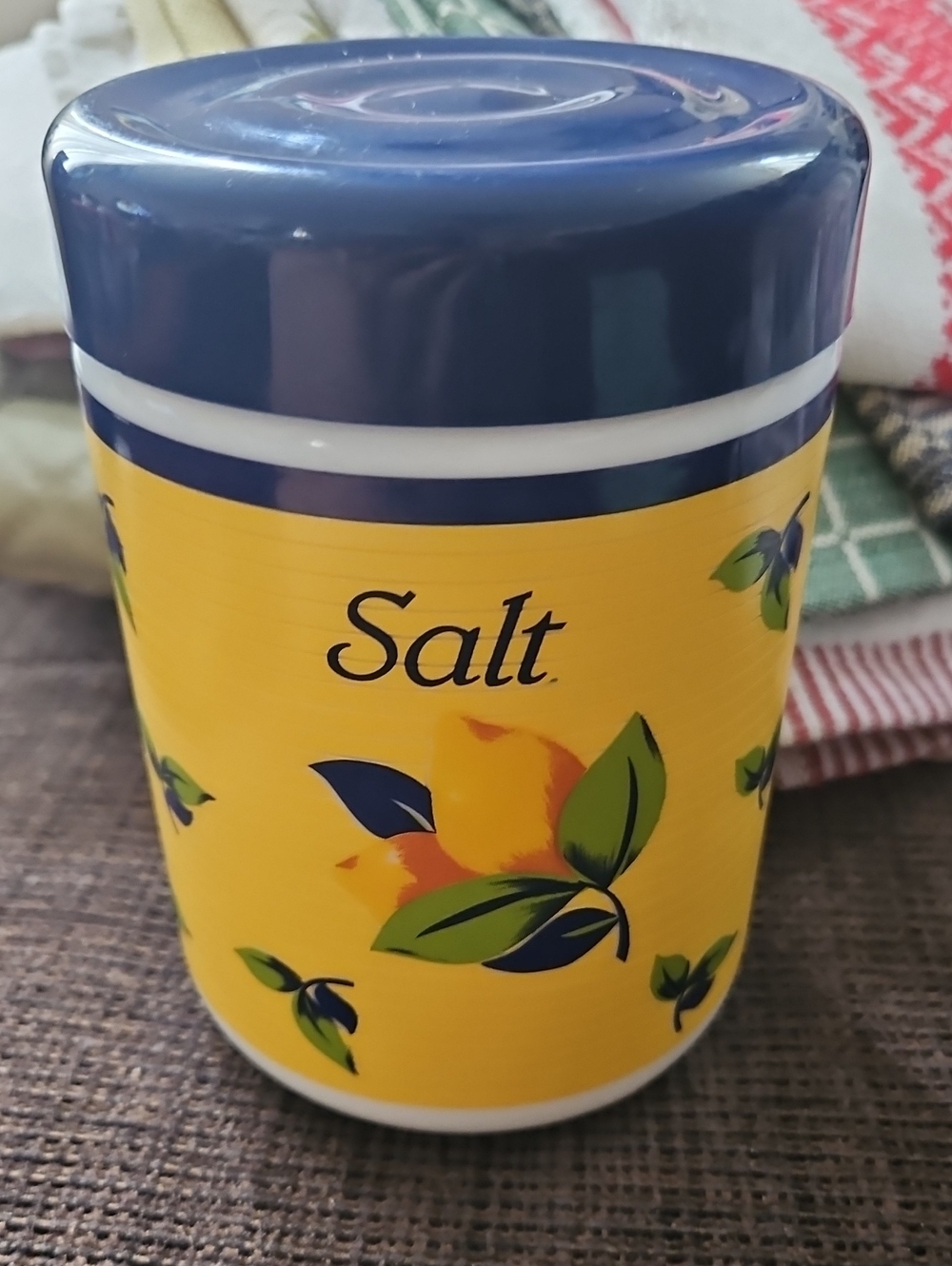 Vintage Cerve White With Yellow Fruit Salt Kitchen Storage Jar